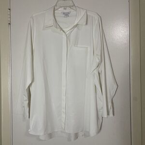 ATHLETA White outdoor button down long sleeve collar top 2X